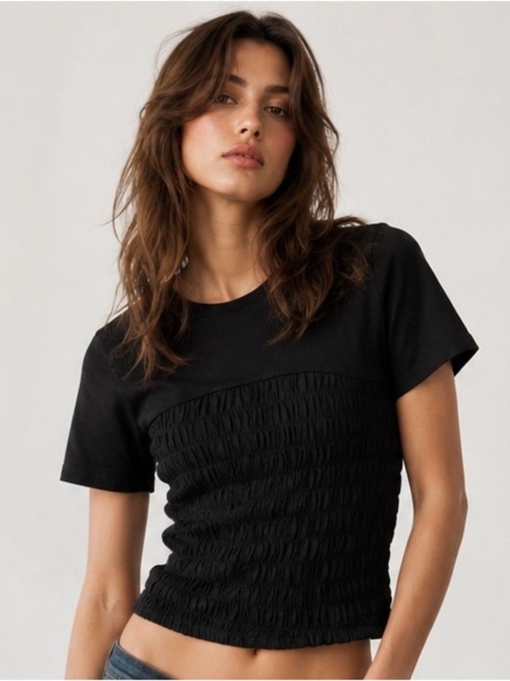 ATM Anthony Thomas Melillo Charcoal Ruched Tee